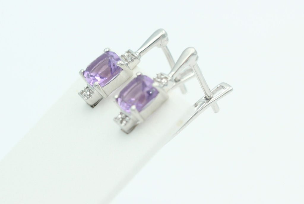 2,94 Carat brasilianischer Amethyst Ohrstecker 925 Sterling Silber Cubic Zirkon