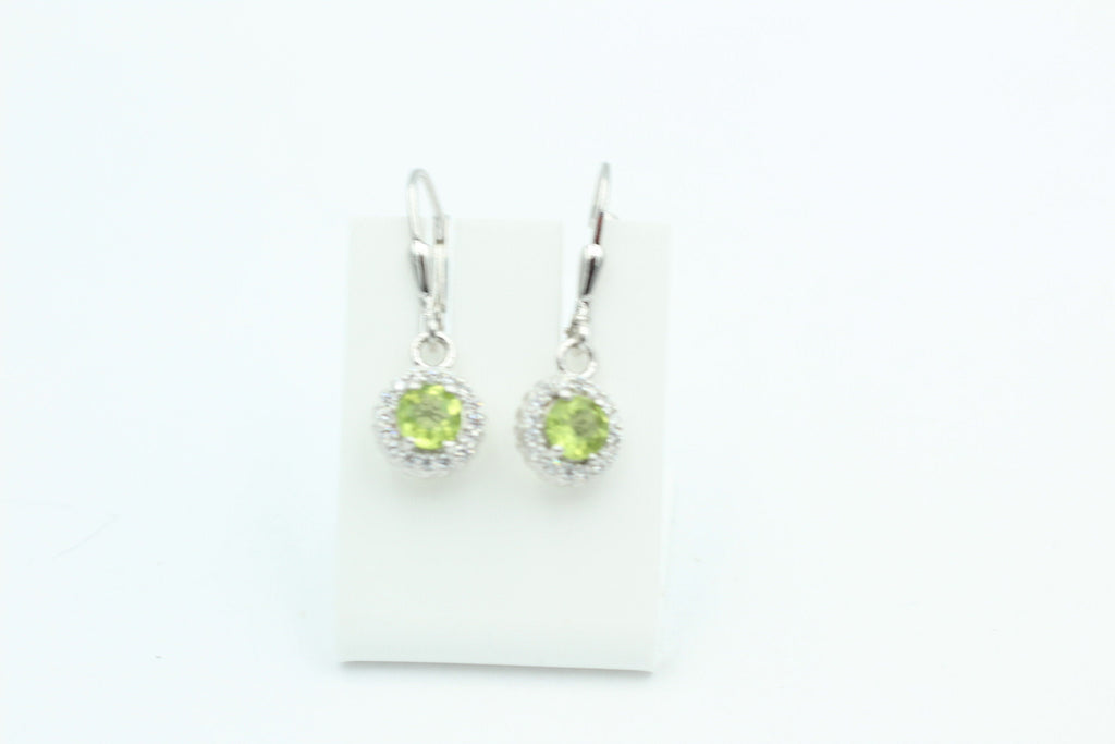 1,3 Carat Peridot Brisur 925 Silber Ohrhänger Ohrstecker mit Zirkonia Olivin