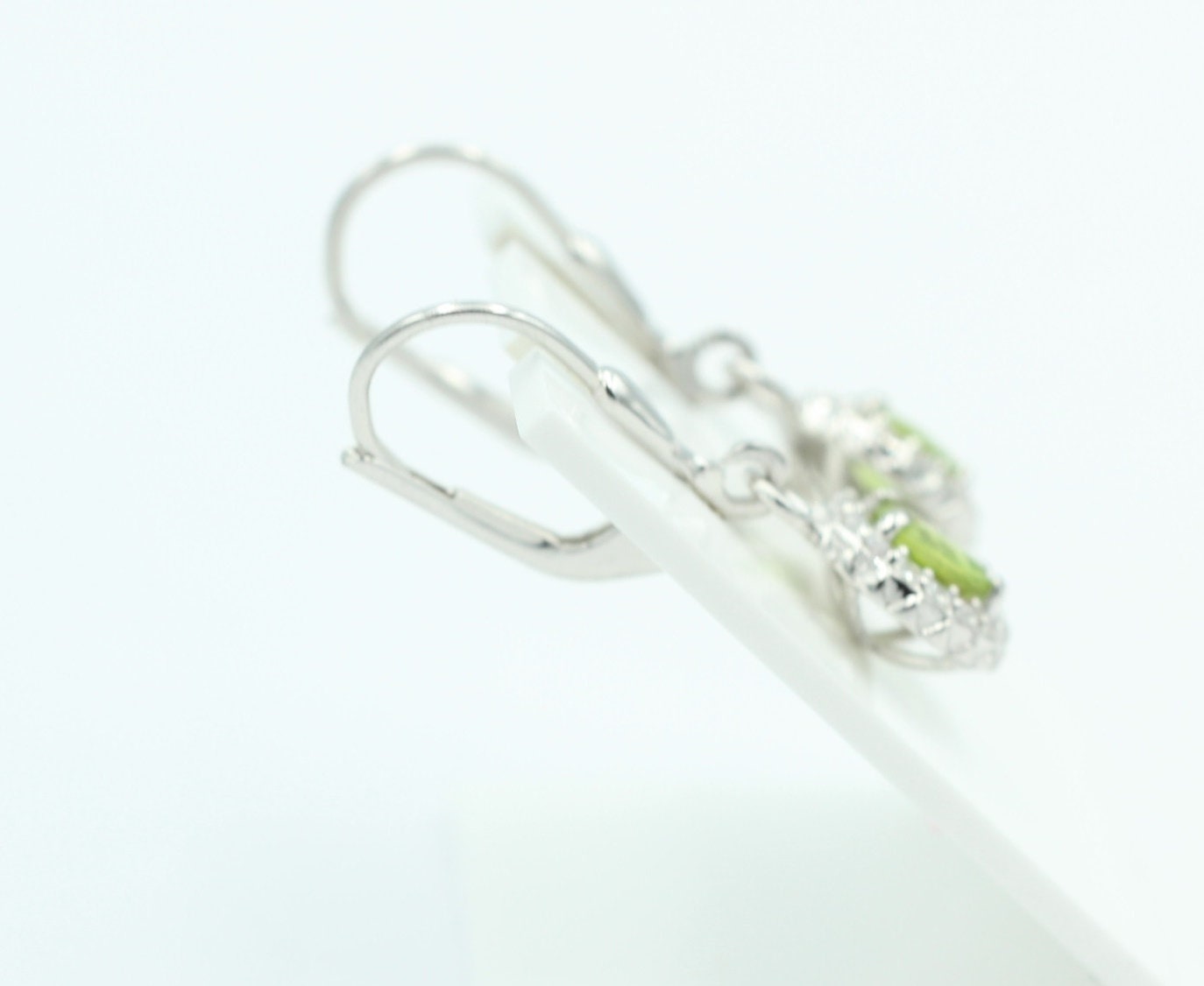 1,3 Carat Peridot Brisur 925 Silber Ohrhänger Ohrstecker mit Zirkonia Olivin