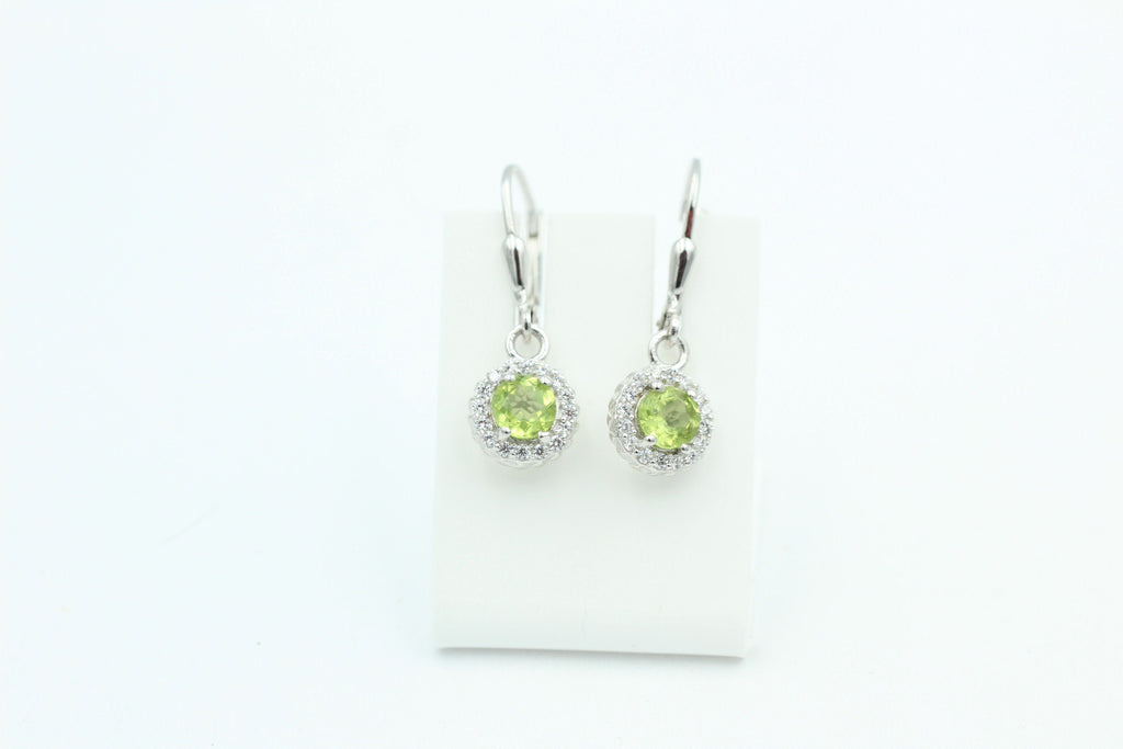 1,3 Carat Peridot Brisur 925 Silber Ohrhänger Ohrstecker mit Zirkonia Olivin