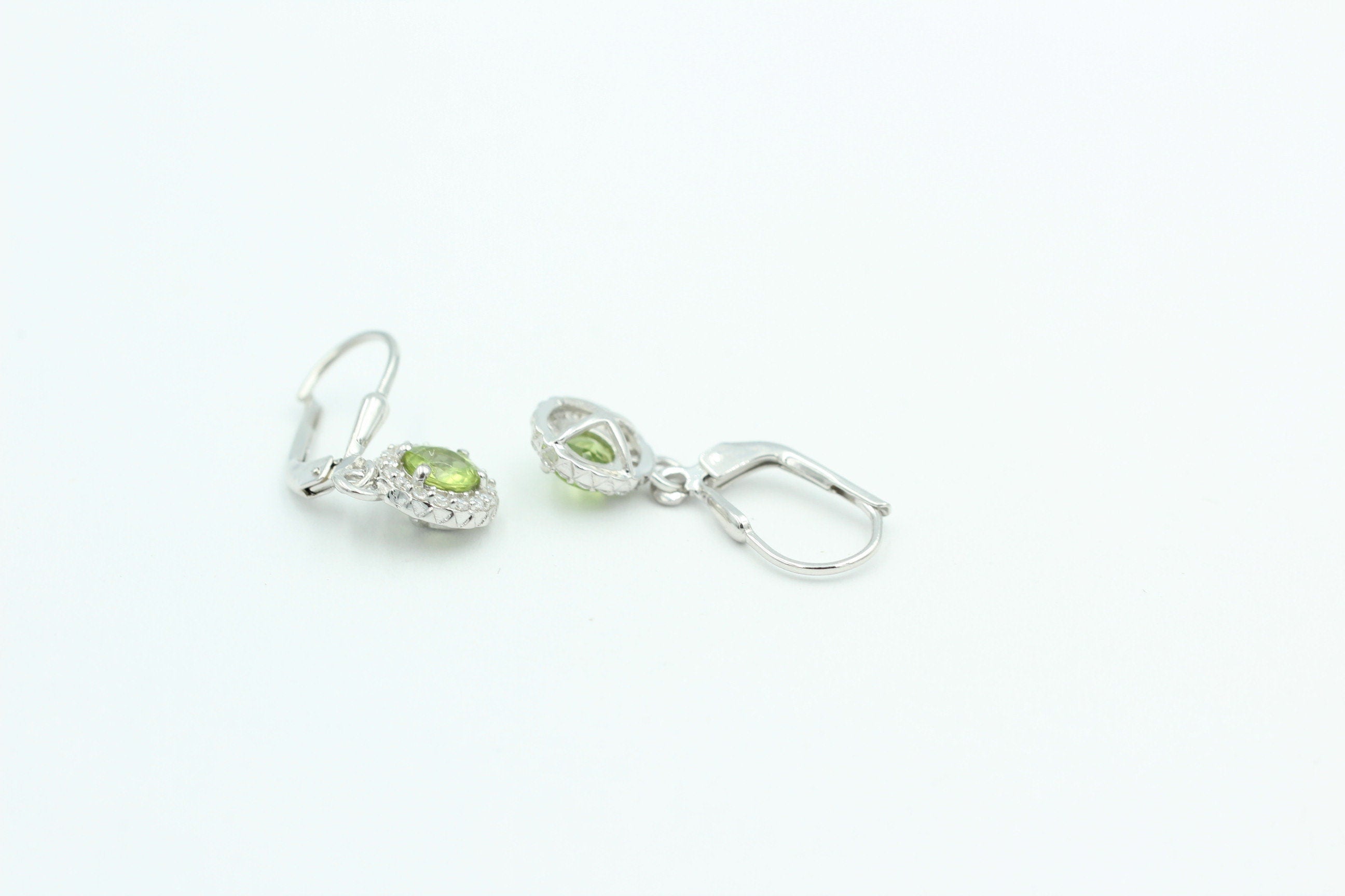 1,3 Carat Peridot Brisur 925 Silber Ohrhänger Ohrstecker mit Zirkonia Olivin
