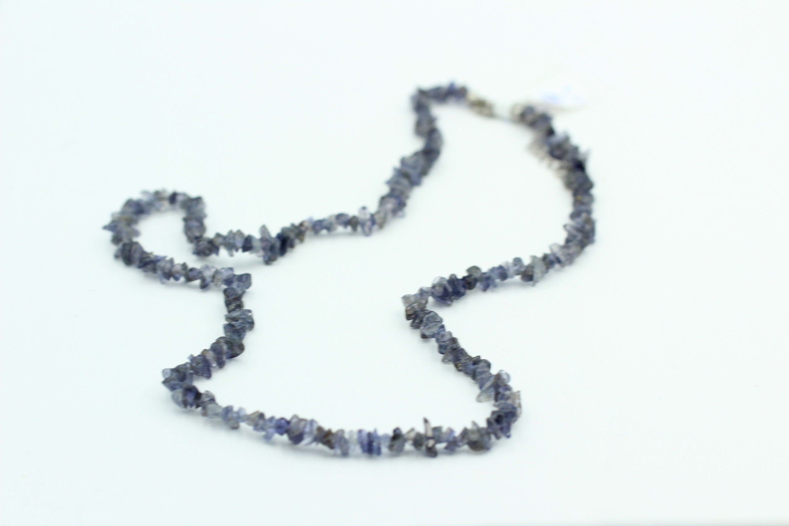 38,1  Carat funkelndes Iolith Collier Splitterkette 925 Silber mit Verlängerung