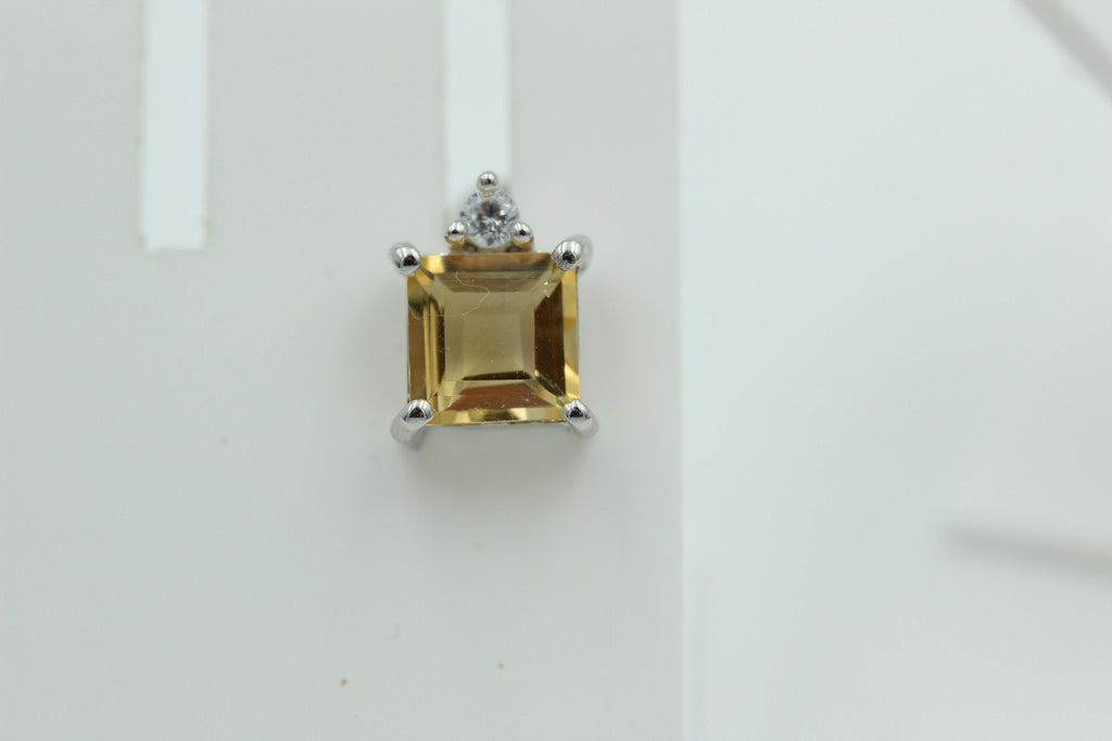 Edle 2,2 Carat Citrin Ohrstecker 925 Silber mit Zirkonia goldgelber Edelsein
