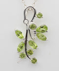 Edler 1,36 Carat Peridot Libellen Blumen Anhänger 925 Silber Collier Kette Top