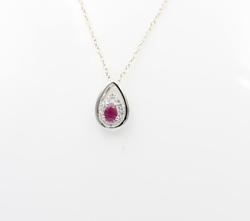 Edler 0,51 Carat Rubin Anhänger 925 Silber Collier Kette Collieranhänger blutrot