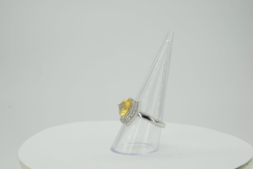 Edler 2,95 Carat Citrin weisstopas Ring 925 Silber Grasse 19 / 9 gelber Edelstein