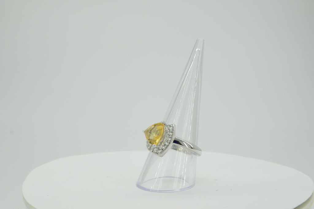 Edler 2,95 Carat Citrin weisstopas Ring 925 Silber Grasse 19 / 9 gelber Edelstein