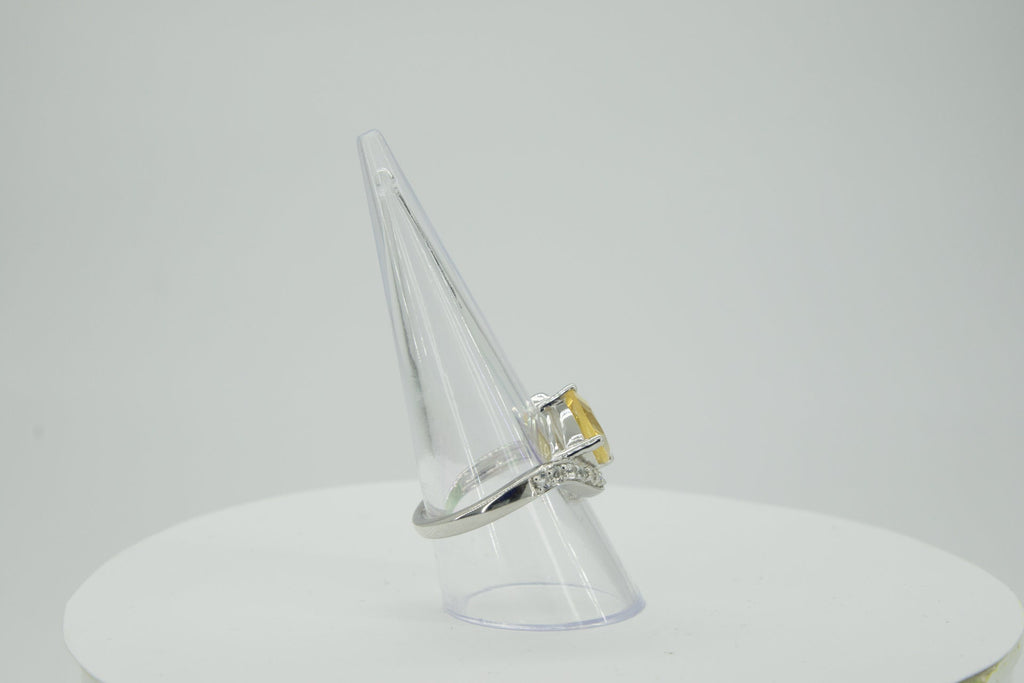 Edler 2,95 Carat Citrin weisstopas Ring 925 Silber Grasse 19 / 9 gelber Edelstein