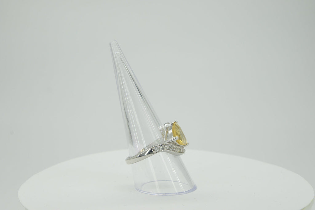 Edler 2,95 Carat Citrin weisstopas Ring 925 Silber Grasse 19 / 9 gelber Edelstein