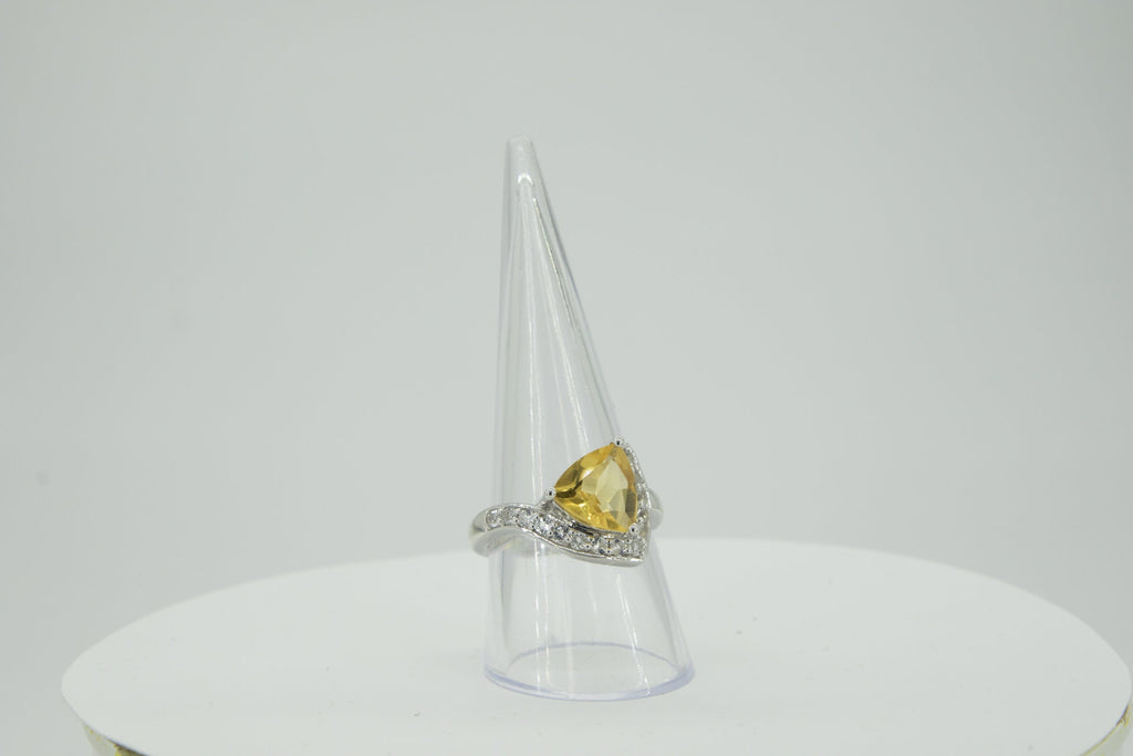 Edler 2,95 Carat Citrin weisstopas Ring 925 Silber Grasse 19 / 9 gelber Edelstein
