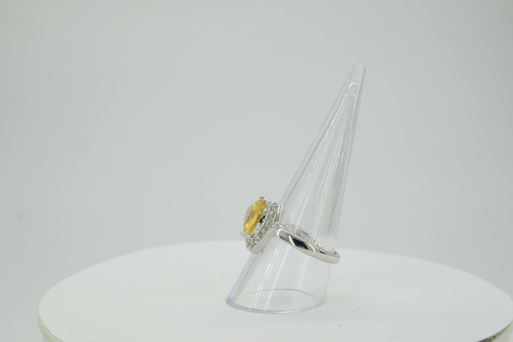 Edler 2,95 Carat Citrin weisstopas Ring 925 Silber Grasse 19 / 9 gelber Edelstein