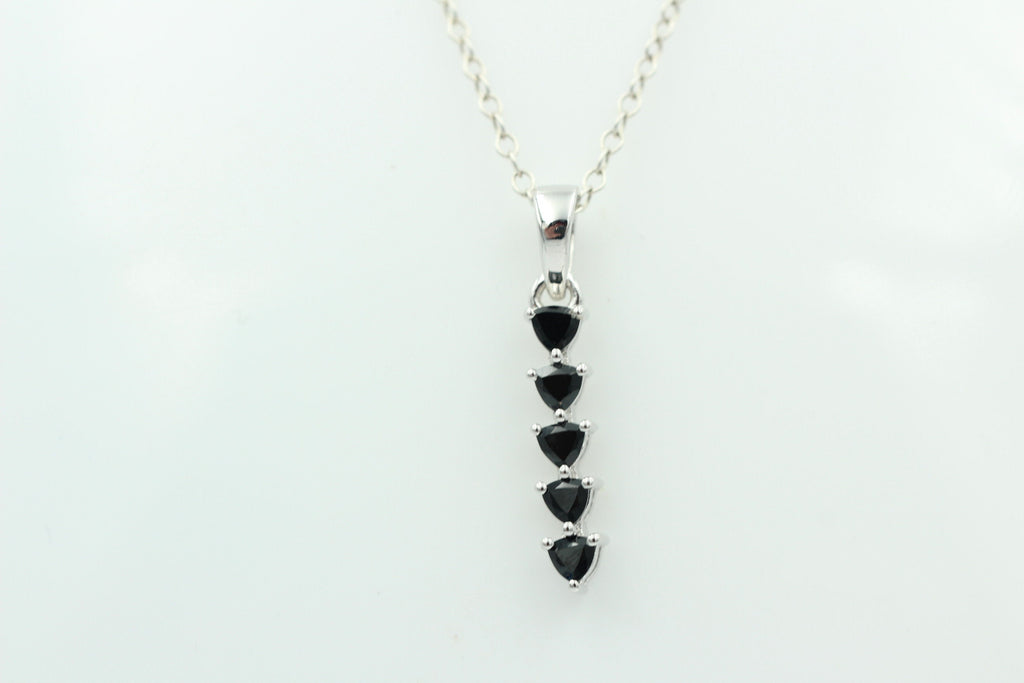 Edler 1,0 Carat schwarzer Onyx Anhänger 925 Sterling Silber Collier Kette Top