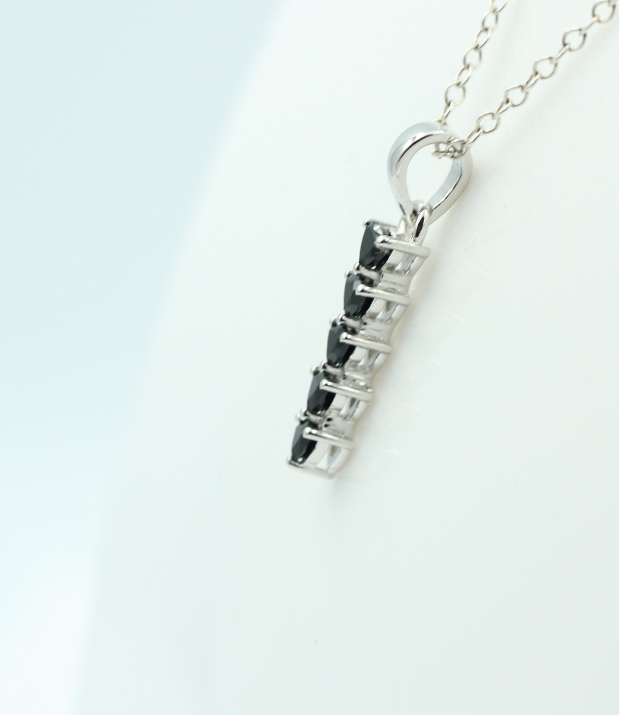 Edler 1,0 Carat schwarzer Onyx Anhänger 925 Sterling Silber Collier Kette Top