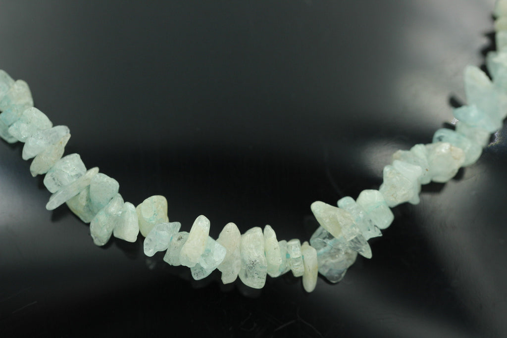 35 Carat funkelndes Aquamarin Collier Splitterkette 925 Silber mit Verlängerung