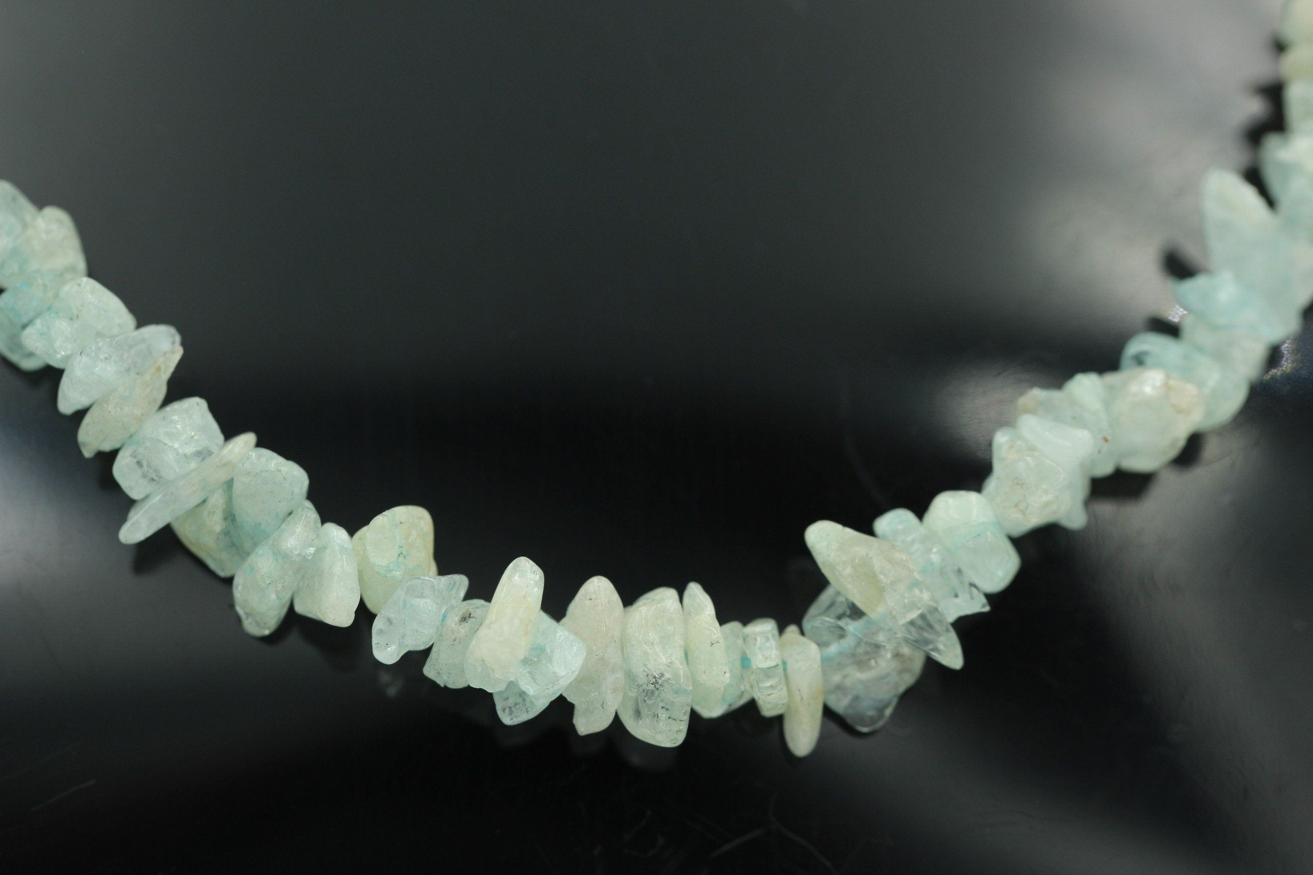 35 Carat funkelndes Aquamarin Collier Splitterkette 925 Silber mit Verlängerung