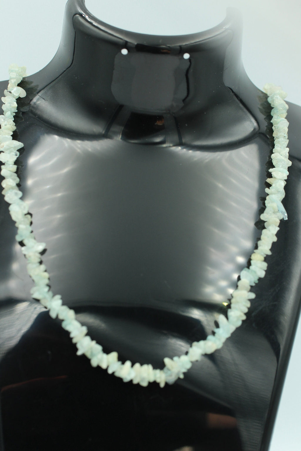 35 Carat funkelndes Aquamarin Collier Splitterkette 925 Silber mit Verlängerung