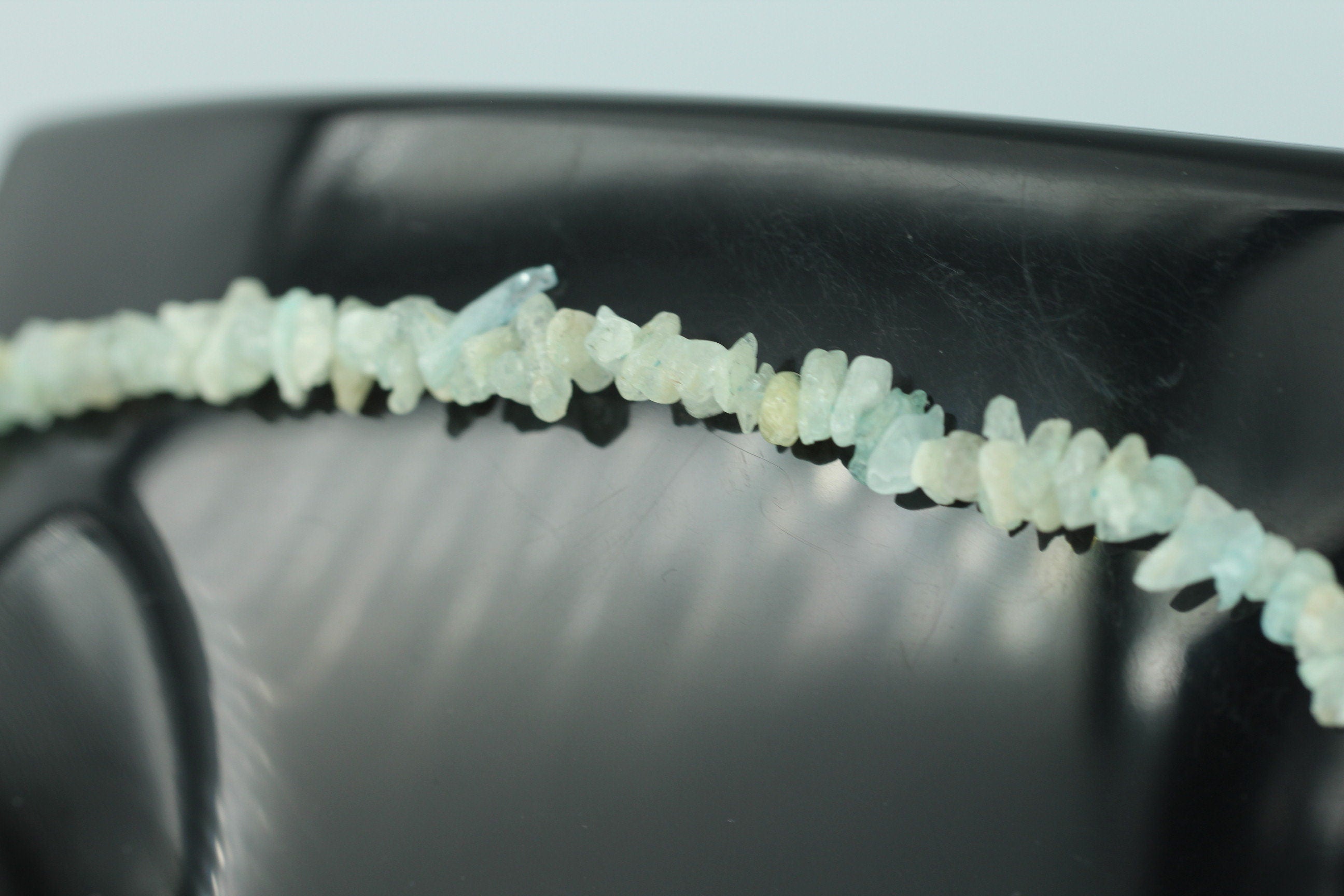 35 Carat funkelndes Aquamarin Collier Splitterkette 925 Silber mit Verlängerung