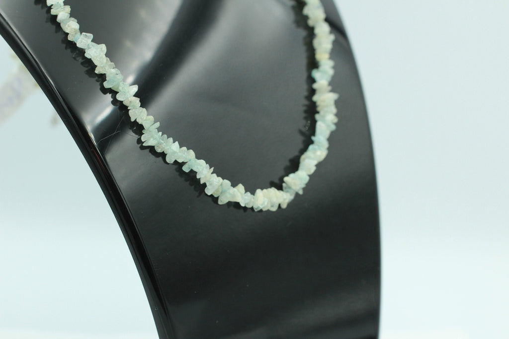 35 Carat funkelndes Aquamarin Collier Splitterkette 925 Silber mit Verlängerung