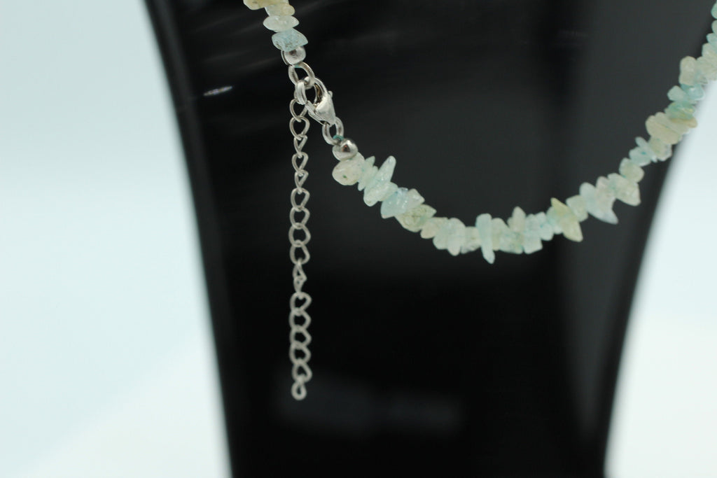 35 Carat funkelndes Aquamarin Collier Splitterkette 925 Silber mit Verlängerung