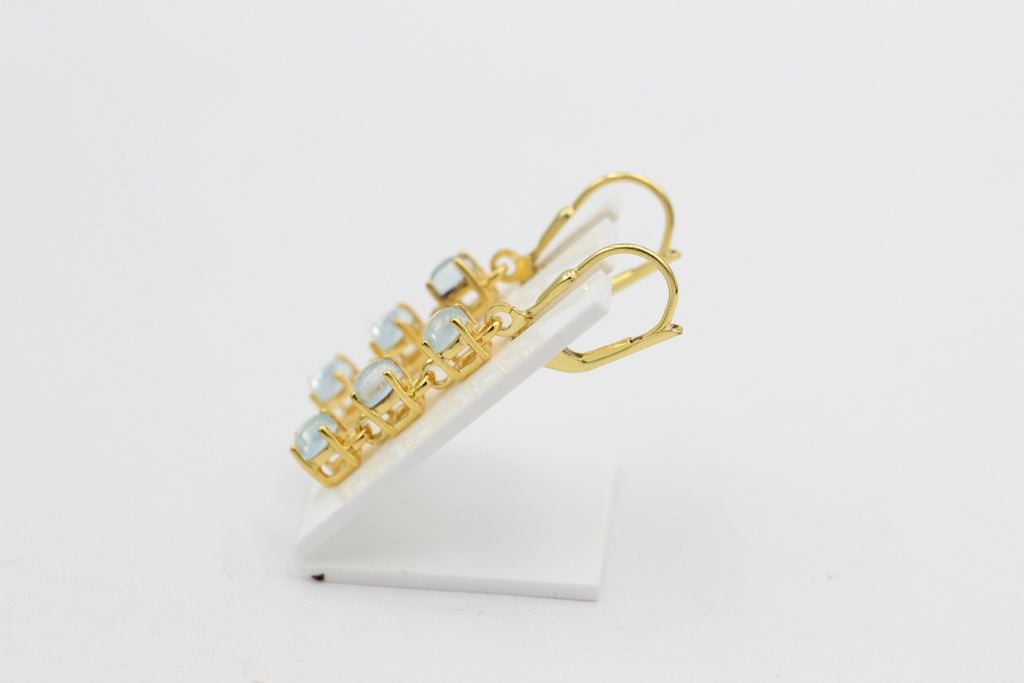 Edle 2,6 Carat Blautoas  Brisur 925 Silber Ohrstecker Cabochon blauerEdelstein