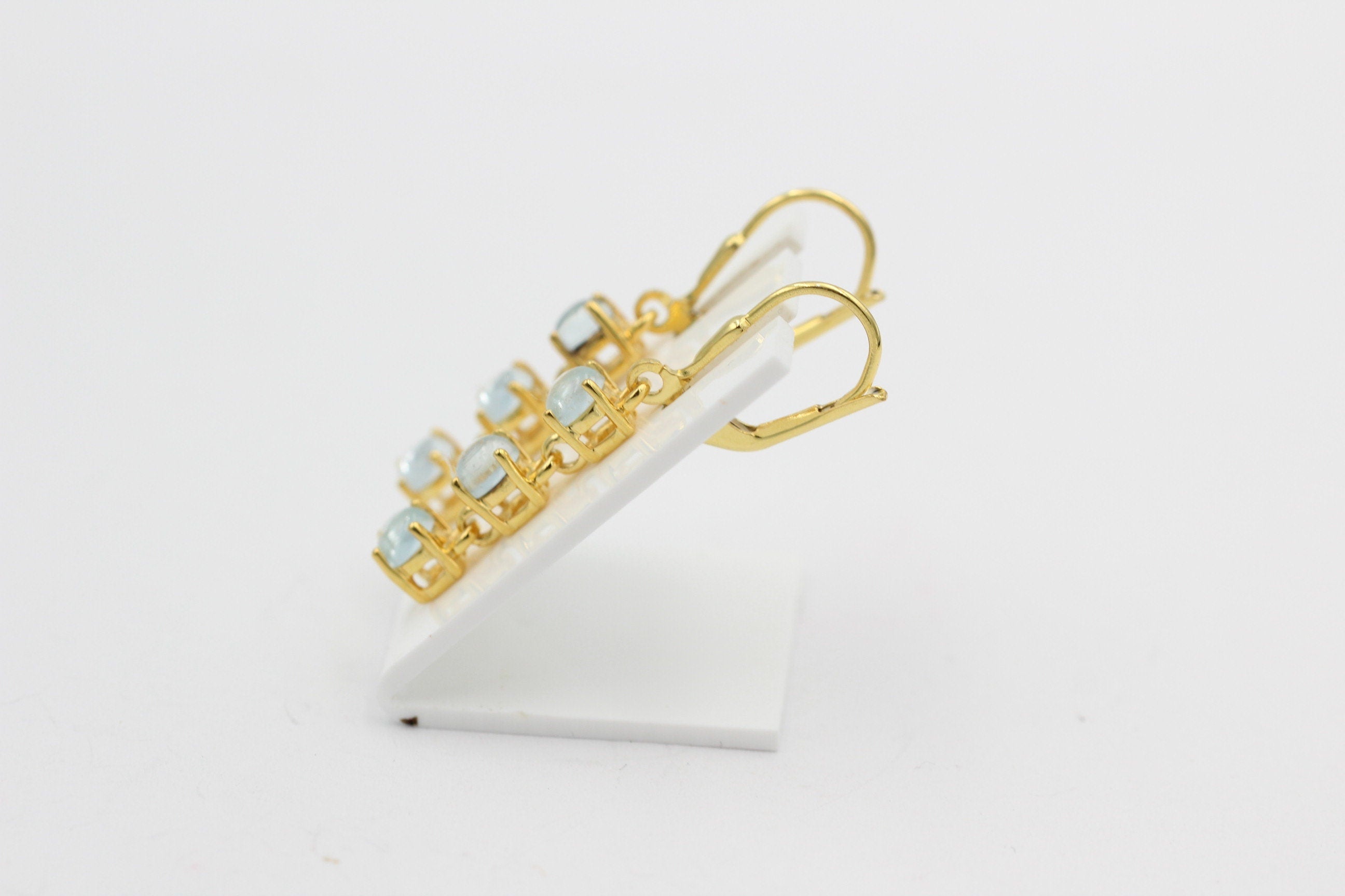 Edle 2,6 Carat Blautoas  Brisur 925 Silber Ohrstecker Cabochon blauerEdelstein