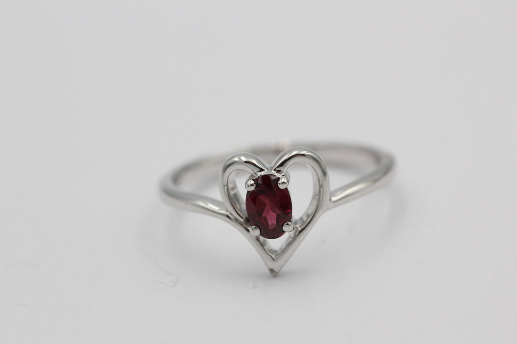 0,53 Carat Rhodolith Herz Ring 925 Silber Fingerring Herzring 8/ 18,5 / 59