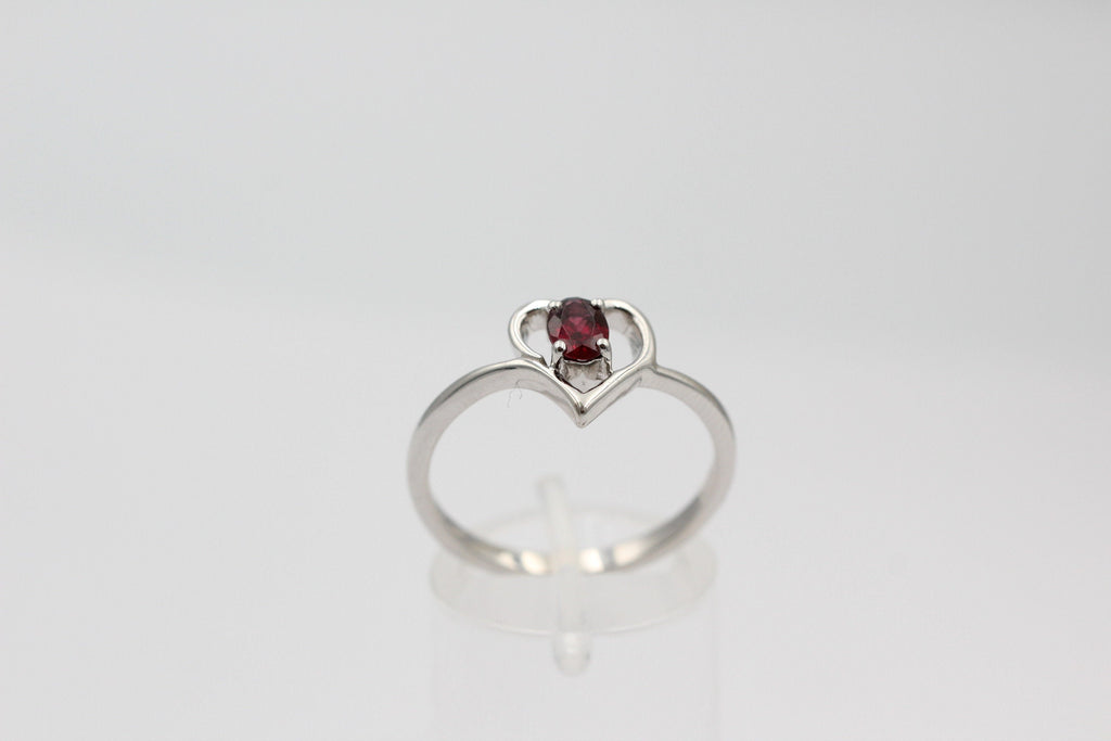 0,53 Carat Rhodolith Herz Ring 925 Silber Fingerring Herzring 8/ 18,5 / 59