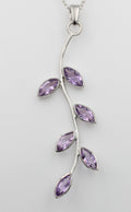 Edler 2,4 Carat Amethyst Blatt Anhänger 925 Silber Collier Kette violett Top
