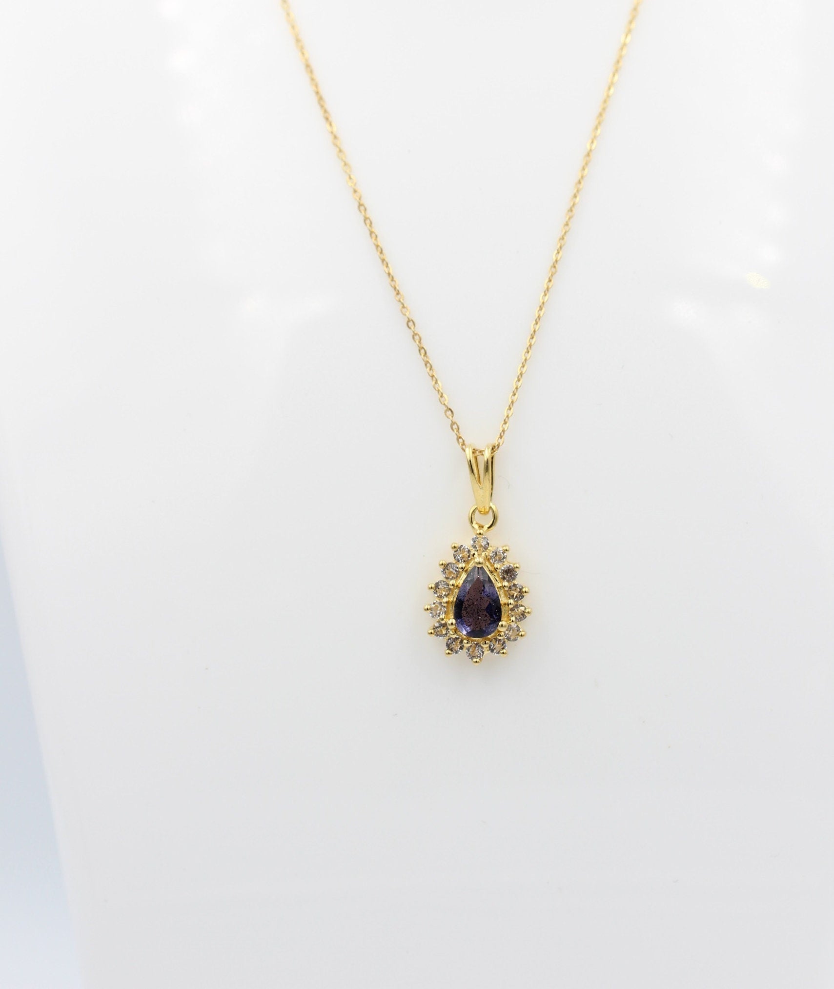 Edler 1,1 Carat Iolitht Weißtopas Anhänger 925 Silber  Wassersaphir