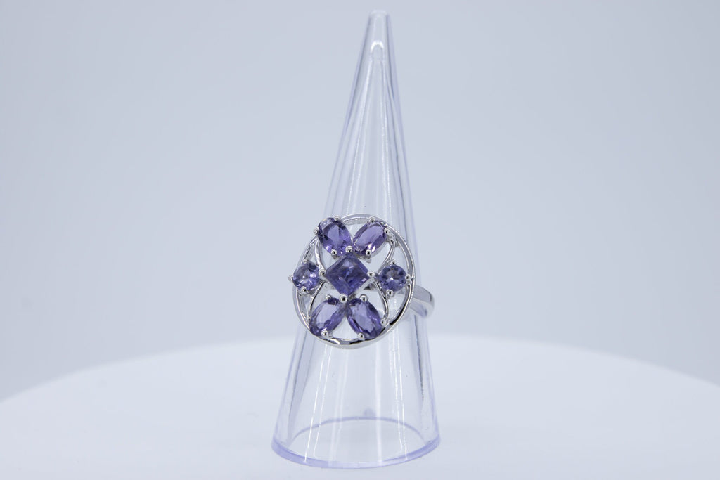 Design pur 3,9 Carat Iolith  Ring 925 Silber Grasse 58 / 8/ 18,5 Wassersaphir