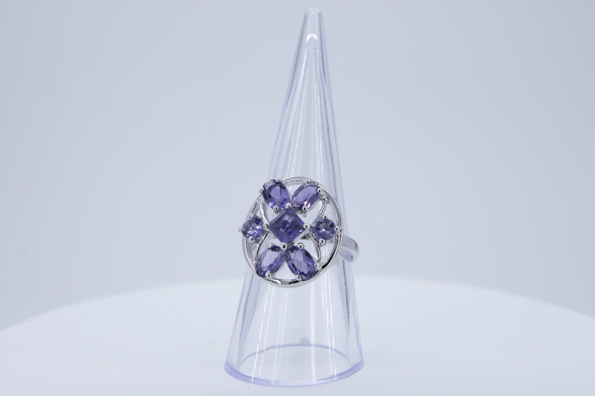Design pur 3,9 Carat Iolith  Ring 925 Silber Grasse 58 / 8/ 18,5 Wassersaphir