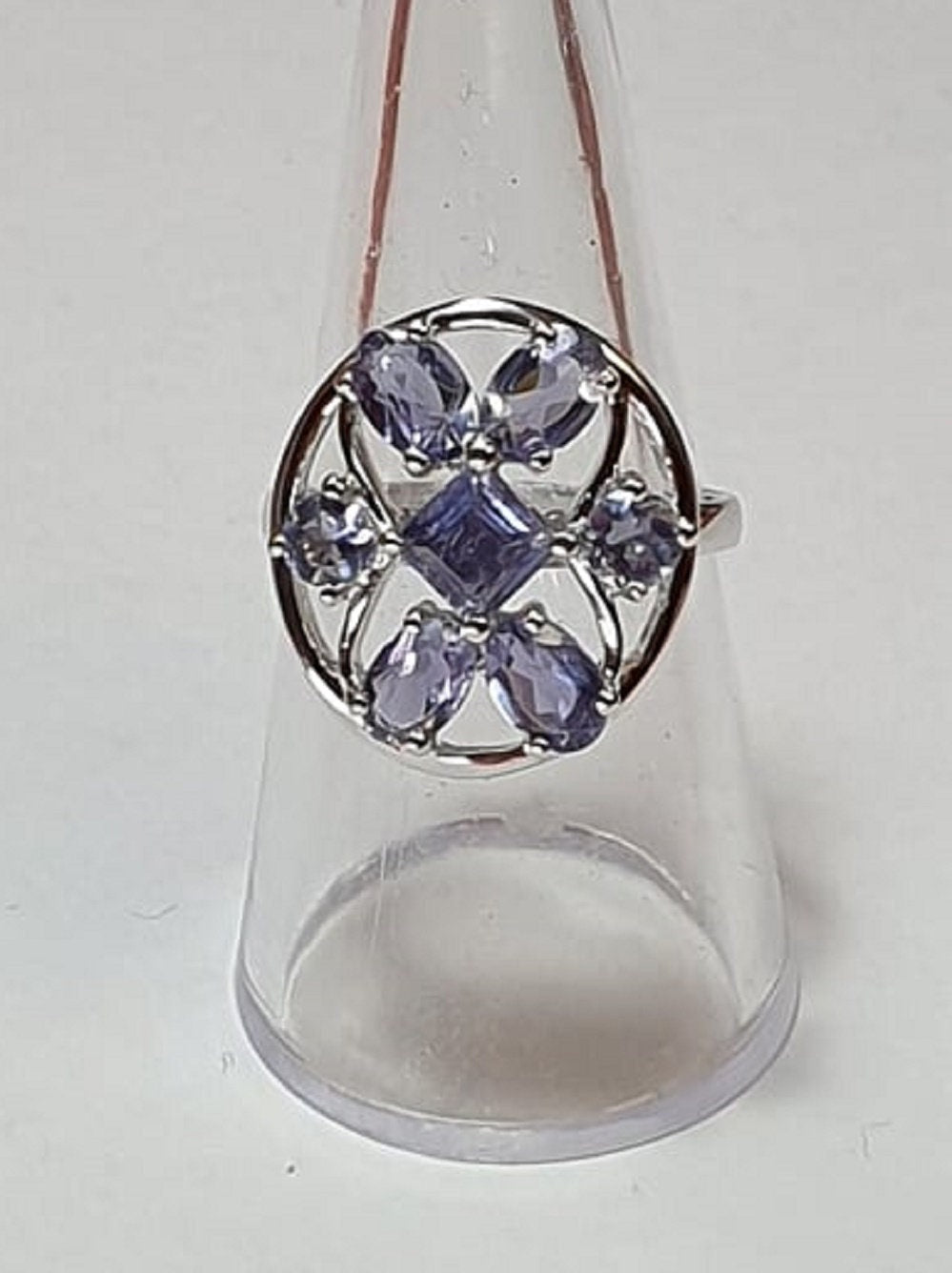 Design pur 3,9 Carat Iolith  Ring 925 Silber Grasse 58 / 8/ 18,5 Wassersaphir