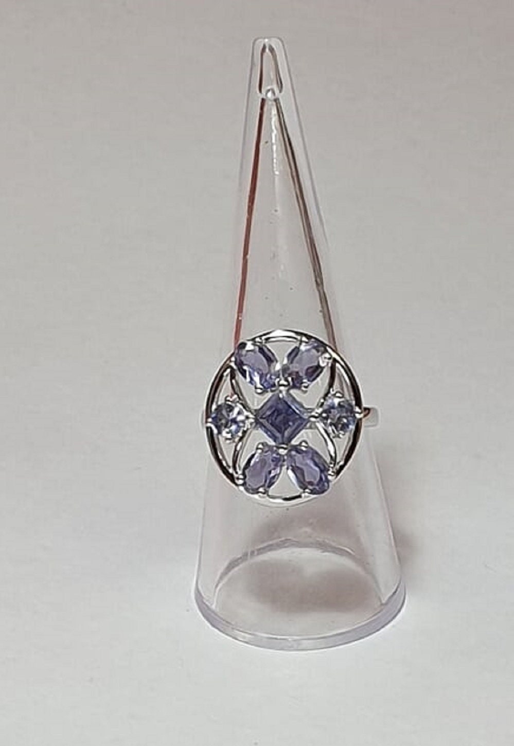 Design pur 3,9 Carat Iolith  Ring 925 Silber Grasse 58 / 8/ 18,5 Wassersaphir