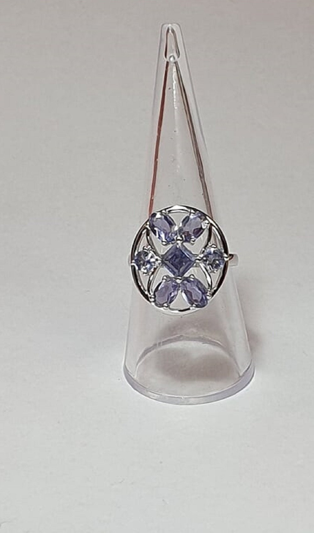 Design pur 3,9 Carat Iolith  Ring 925 Silber Grasse 58 / 8/ 18,5 Wassersaphir