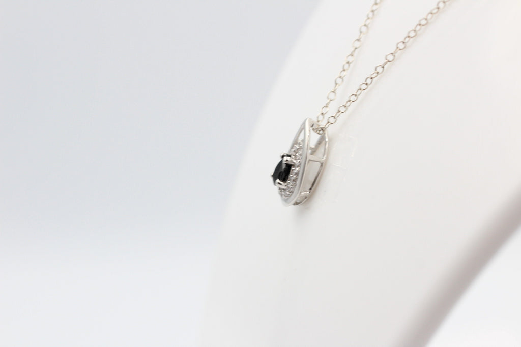 Edler 0,51 Carat schwarzer Onyx Anhänger 925 Silber Collier Kette Onyx Anhänger