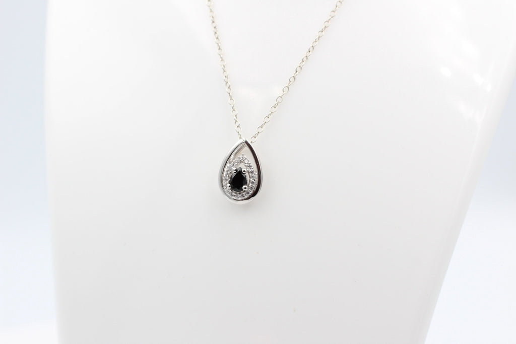 Edler 0,51 Carat schwarzer Onyx Anhänger 925 Silber Collier Kette Onyx Anhänger