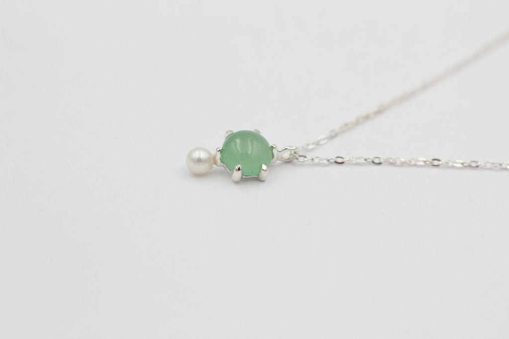 Campur Design 0,91 Carat Aventurin SWP Perle Anhänger 925 Silber Collier Kette
