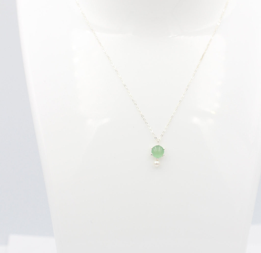 Campur Design 0,91 Carat Aventurin SWP Perle Anhänger 925 Silber Collier Kette