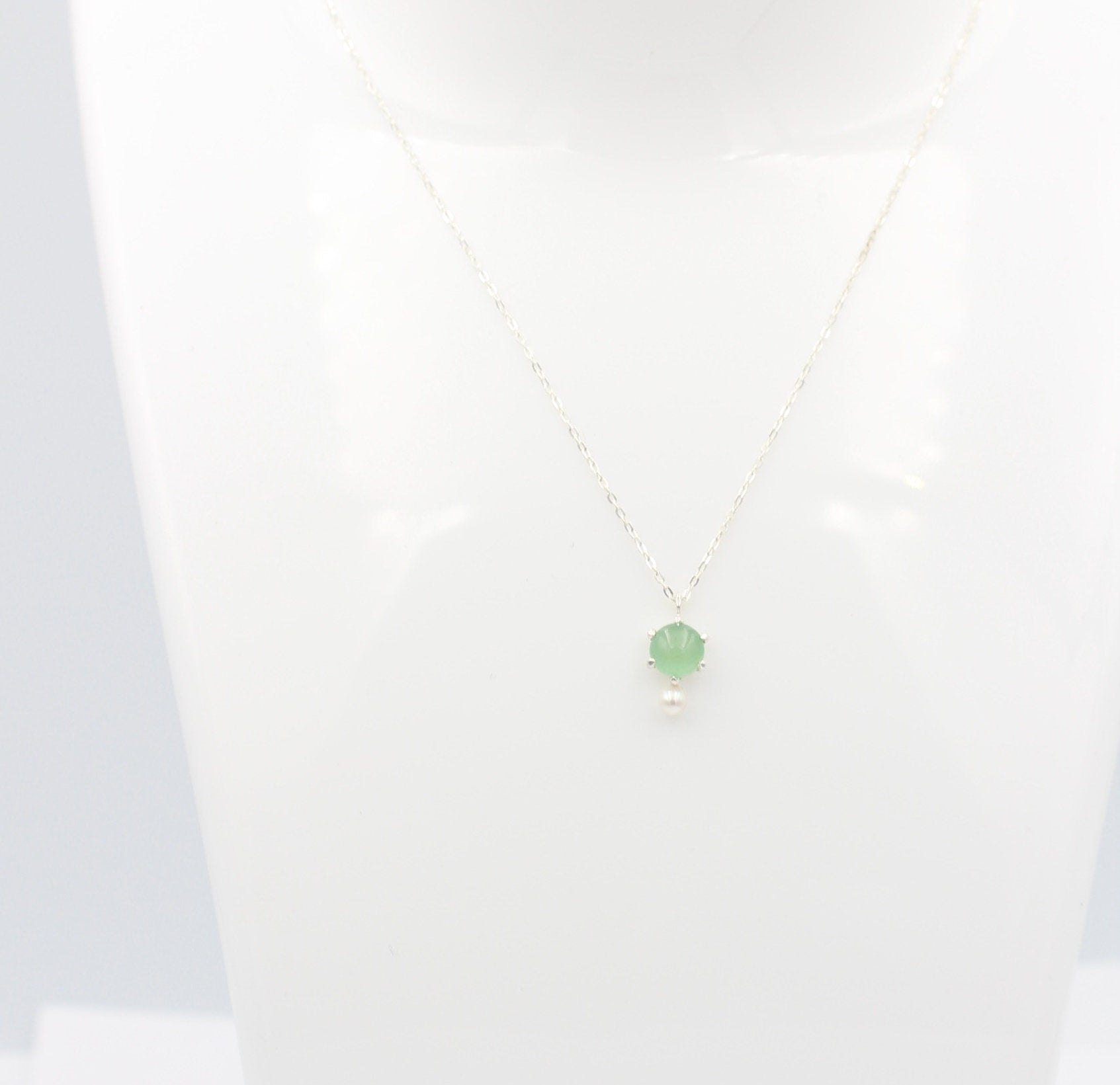 Campur Design 0,91 Carat Aventurin SWP Perle Anhänger 925 Silber Collier Kette