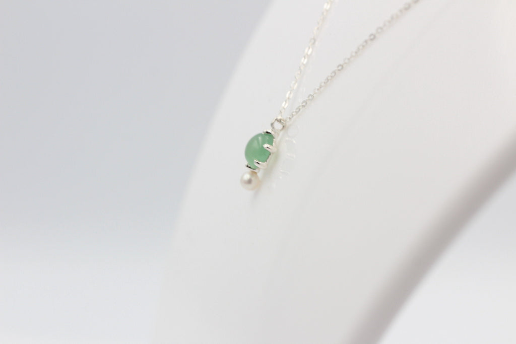 Campur Design 0,91 Carat Aventurin SWP Perle Anhänger 925 Silber Collier Kette