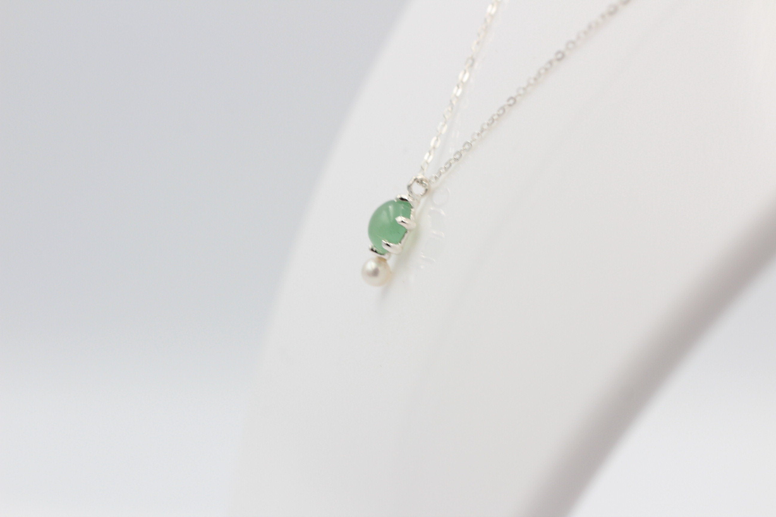 Campur Design 0,91 Carat Aventurin SWP Perle Anhänger 925 Silber Collier Kette