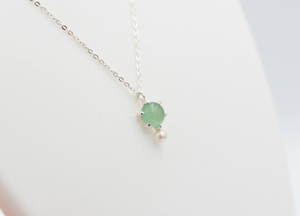 Campur Design 0,91 Carat Aventurin SWP Perle Anhänger 925 Silber Collier Kette