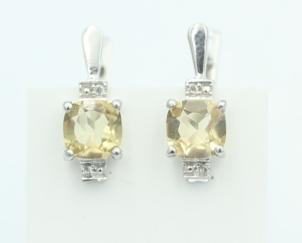 2,94 Carat Whisky Quarz Ohrstecker 925 Sterling Silber mit Cubic Zirkon Top