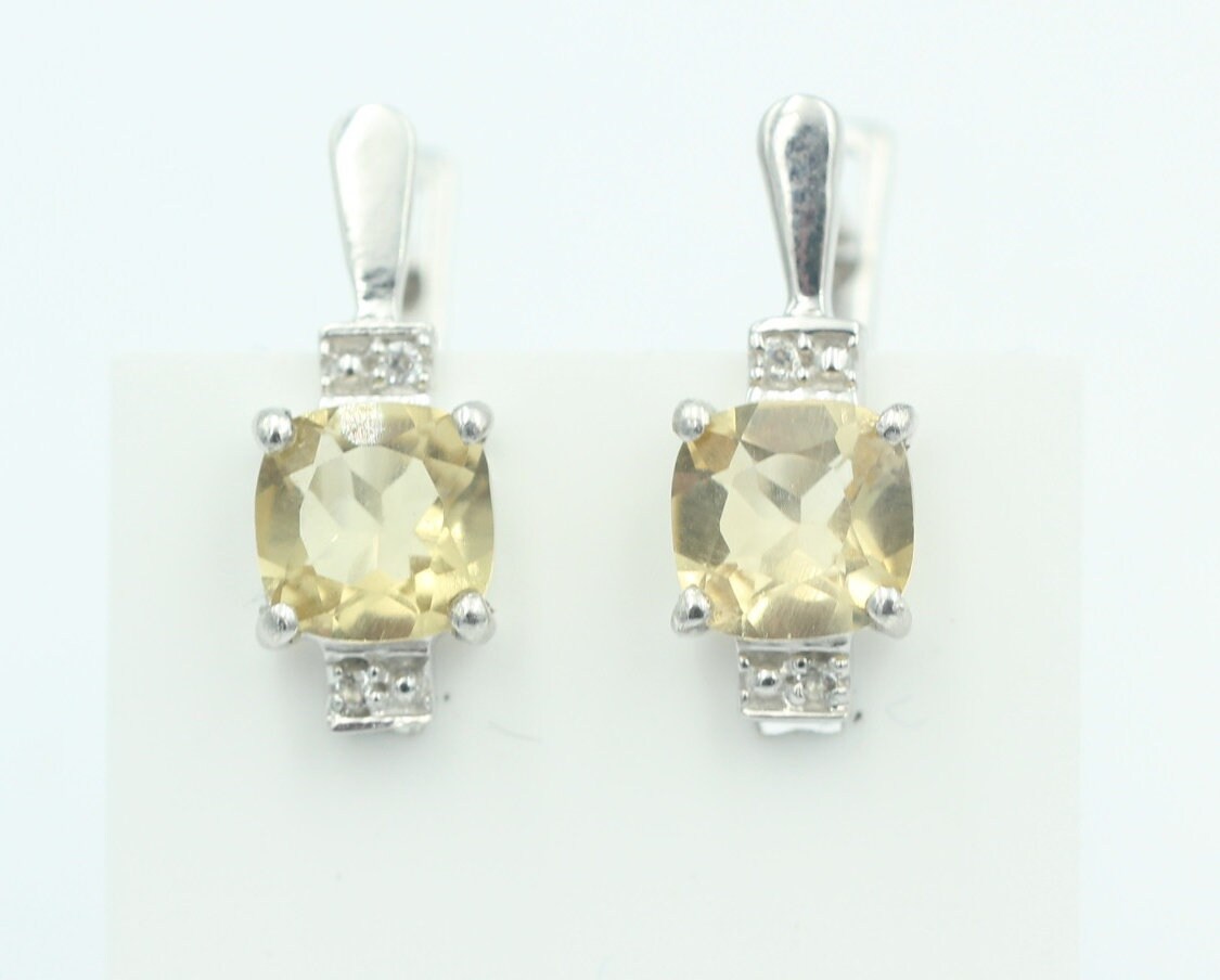 2,94 Carat Whisky Quarz Ohrstecker 925 Sterling Silber mit Cubic Zirkon Top
