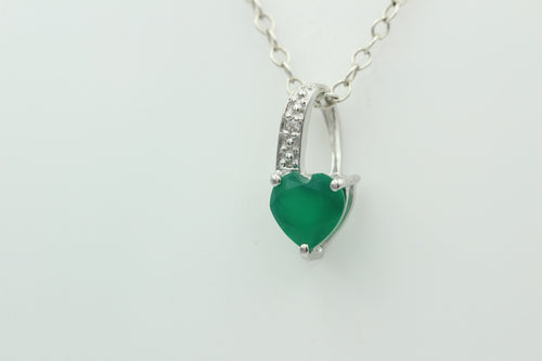 0,56 Carat grüner Onyx Herz Anhänger 925 Silber  grüner Edelstein