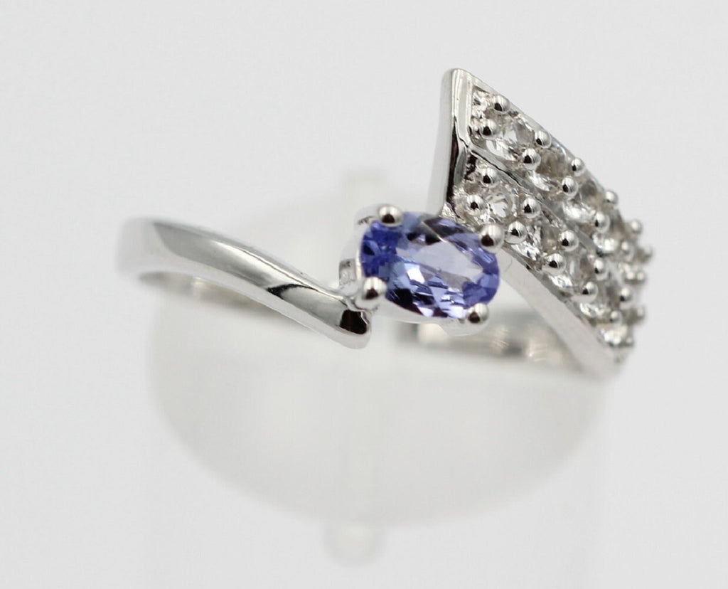 1,3 Carat Tansanit aus Afrika Weißtopas Ring 925 Silber Gröpße 6 / 52 / 16,6
