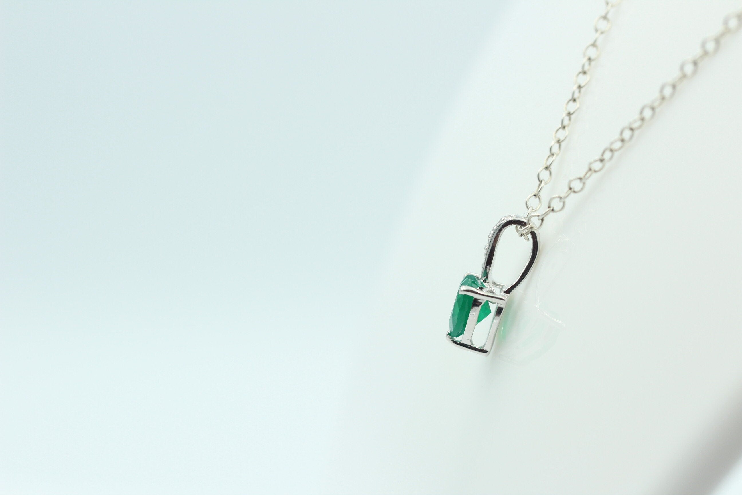 0,56 Carat grüner Onyx Herz Anhänger 925 Silber  grüner Edelstein