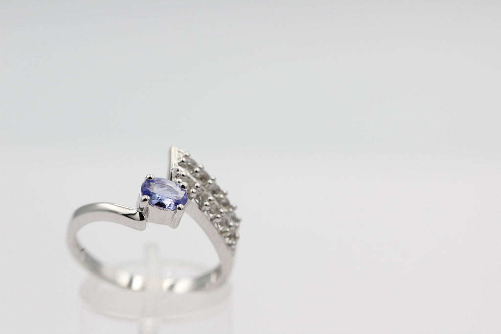 1,3 Carat Tansanit aus Afrika Weißtopas Ring 925 Silber Gröpße 6 / 52 / 16,6