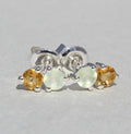 Campur Design 0,94 Carat Citrin Prehnit Ohrstecker 925 Silber goldgelber Citrin
