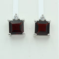 Edle 2,2 Carat Granat Ohrstecker 925 Silber mit Zirkonia Top blutroter Granat